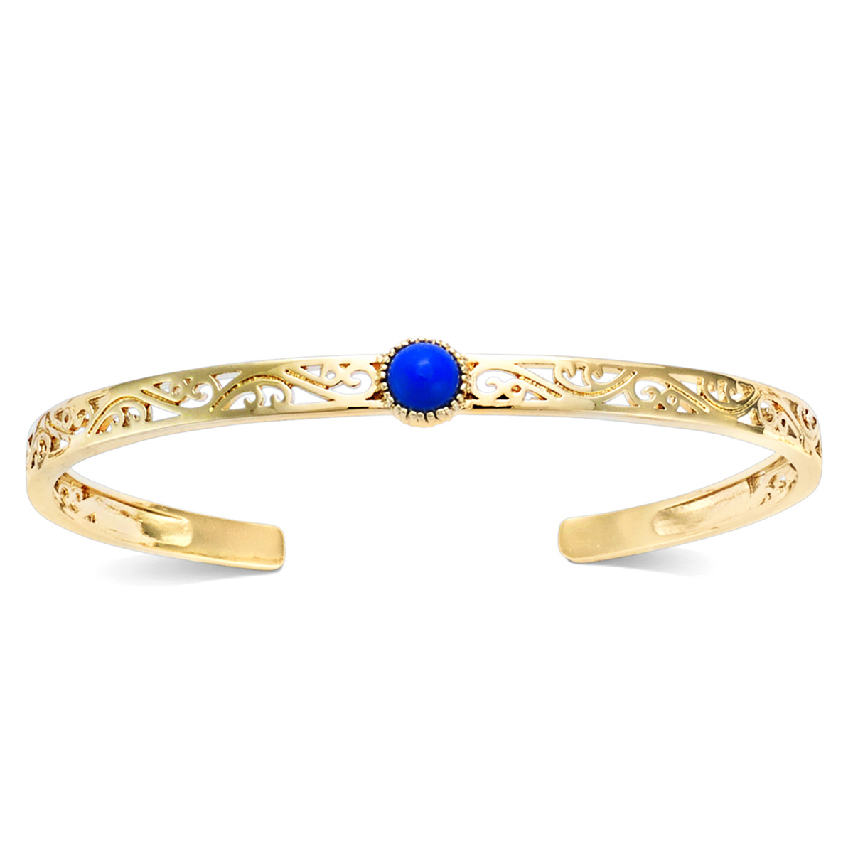 Bracelet Plaqué Or \'Cléopatra\' bleu doré - 55 mm, 6 mm - [R3436]