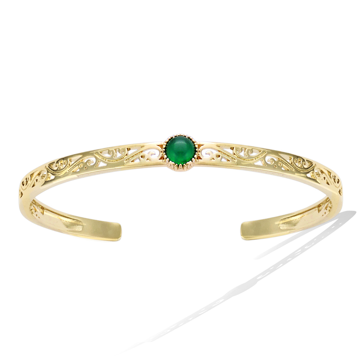 Bracelet Plaqué Or \'Cléopatra\' vert doré - 55 mm, 6 mm - [R3437]