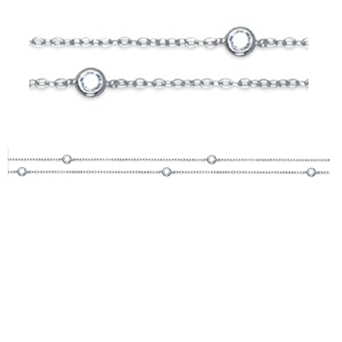 Collier Argent \'Sissi\' blanc argenté (rhodié) - 45 cm 4 mm - [R3531]