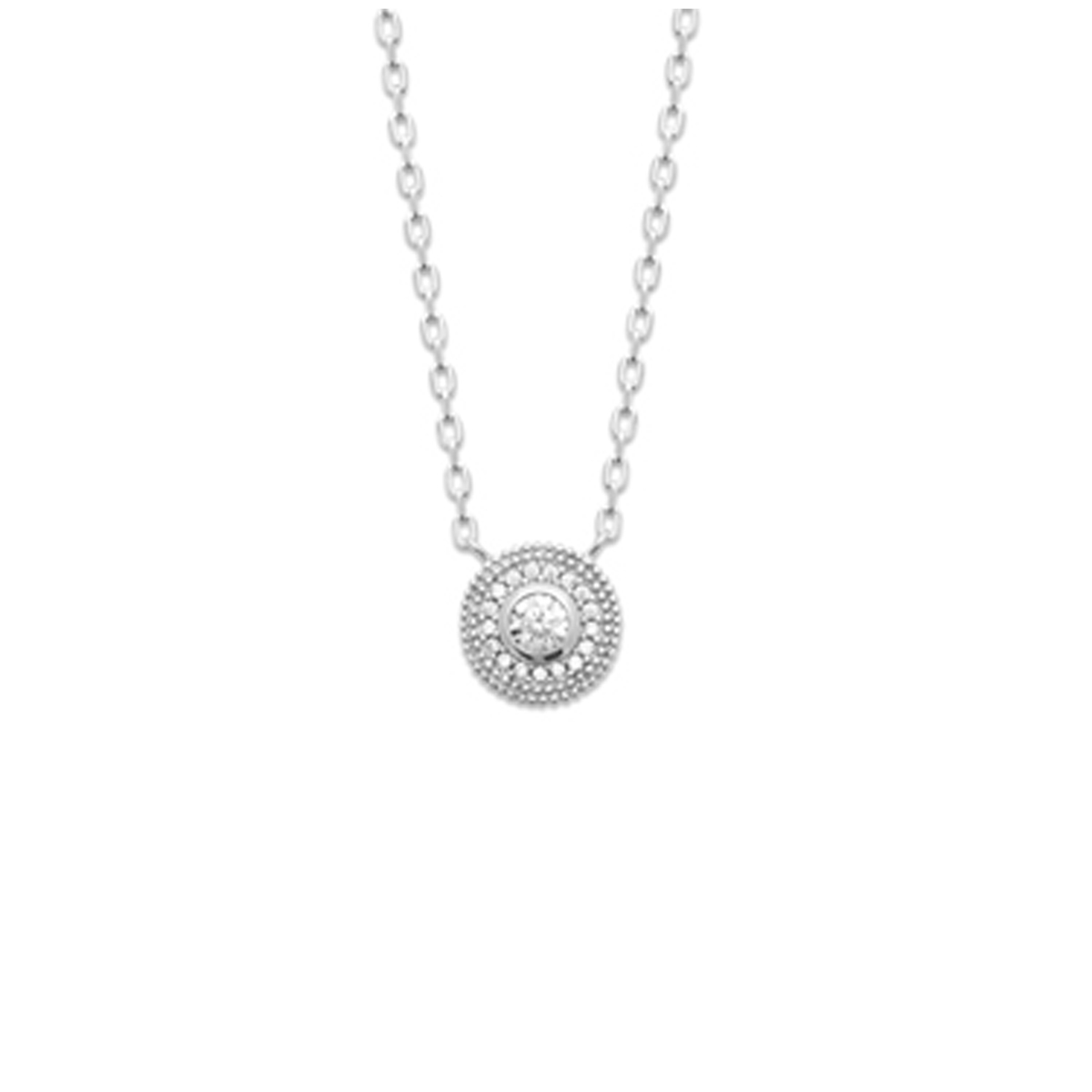 Collier argent \'Sissi\' blanc argenté (rhodié) - 8 mm - [R3574]
