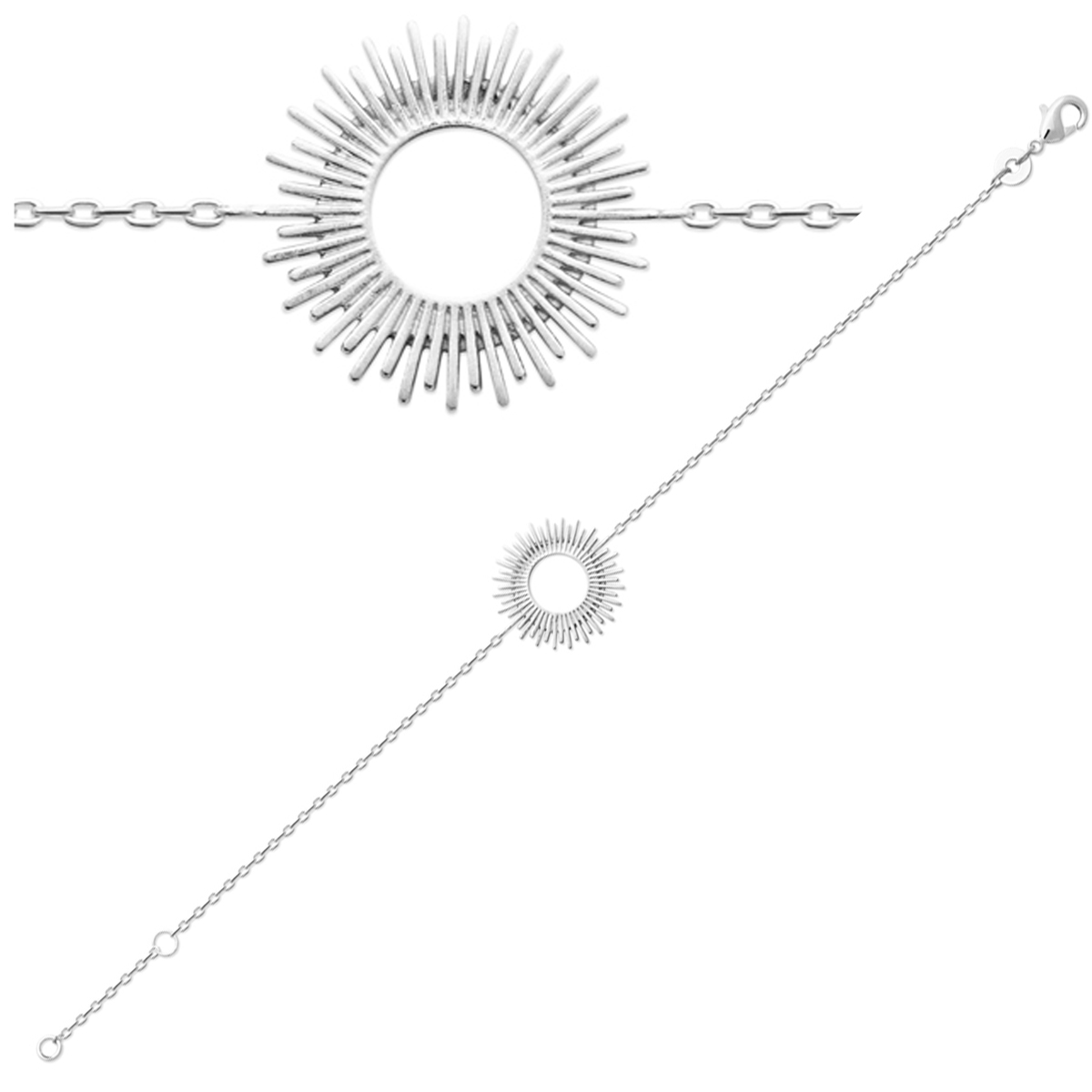 Bracelet Argent \'Cléopatra\' argenté (rhodié) - 18 mm (soleil) - [R3579]