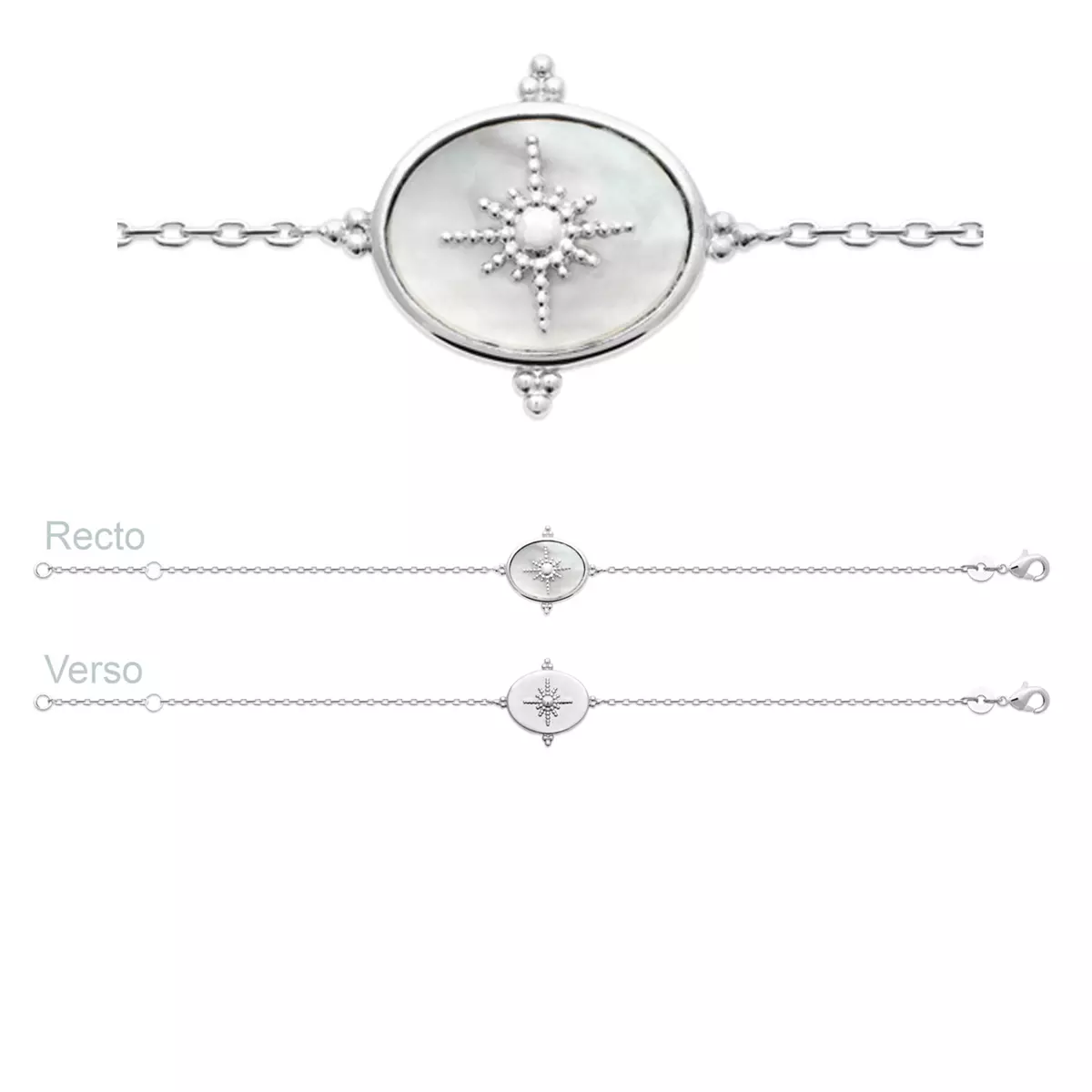 les trésors de lily Bracelet Argent 'Cléopatra' nacre argenté (rhodié) 18 mm (étoile du nord) [R3580]