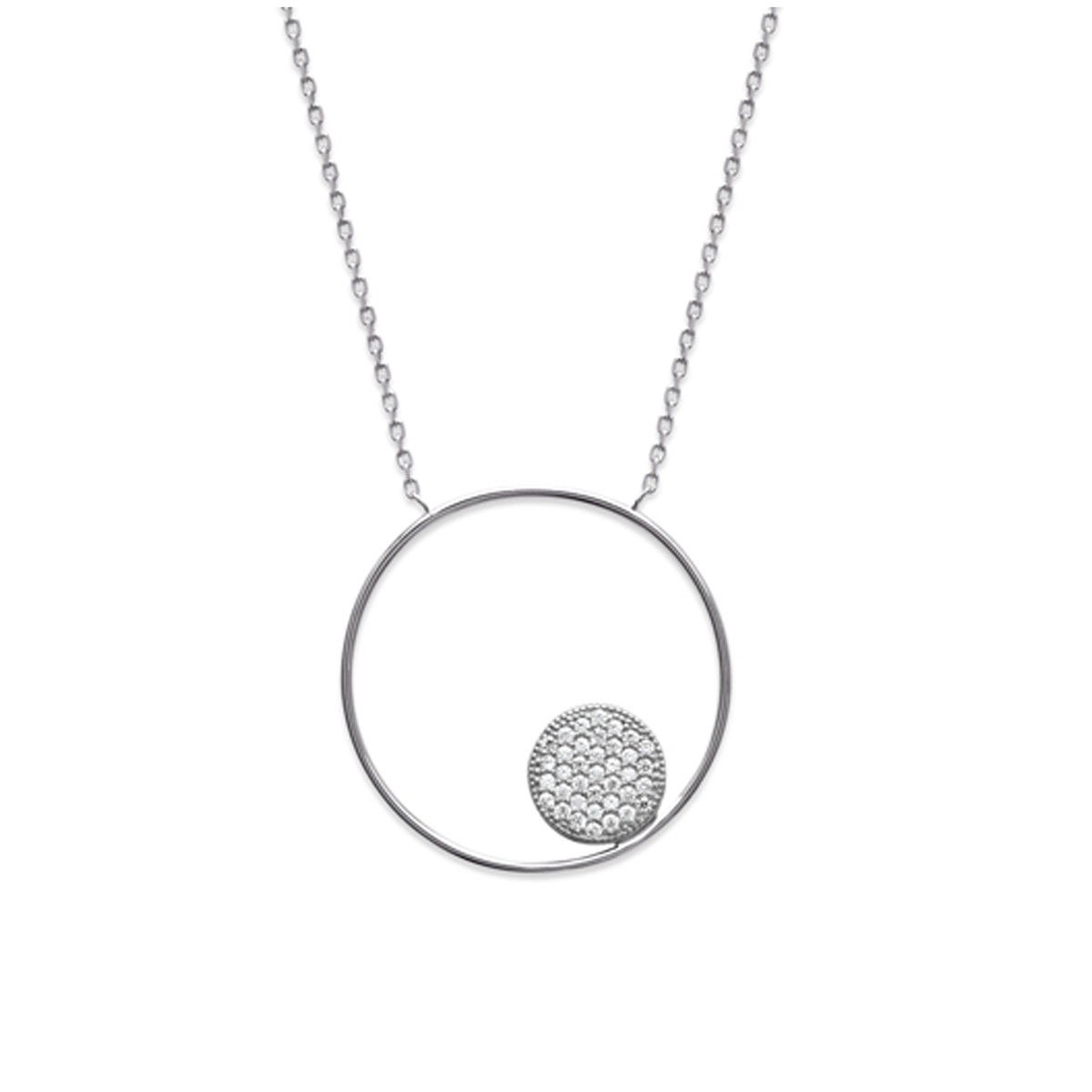 Collier argent \'Sissi\' blanc argenté (rhodié) - 28 mm - [R3583]