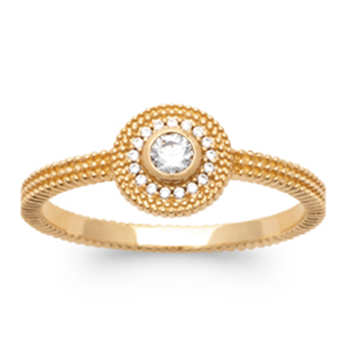 Bague Plaqué Or \'Sissi\' blanc doré - 8 mm - [R3643]