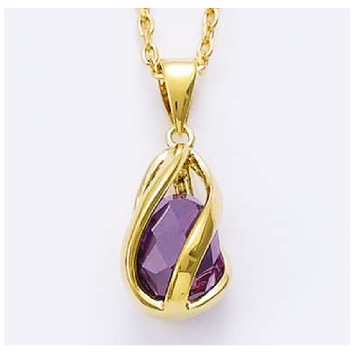 Pendentif Plaqué Or \'Linda\' violet doré - 17x9 mm - [R3674]