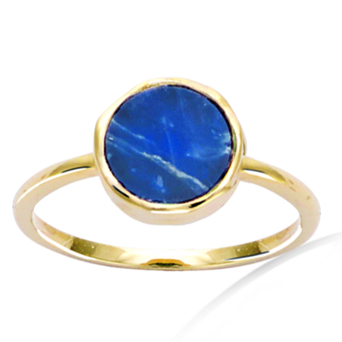 Bague Plaqué Or \'Cleopatra\' bleu doré (sodalite) - 9 mm - [R3676]