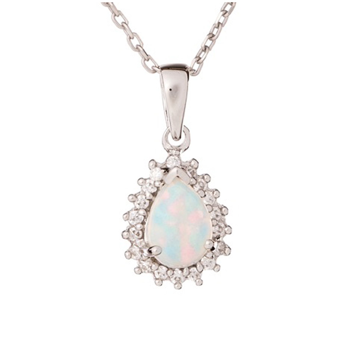 Pendentif artisanal Argent \'Déesse Opale\' blanc argenté (rhodié) - 9x8 mm - [R3716]