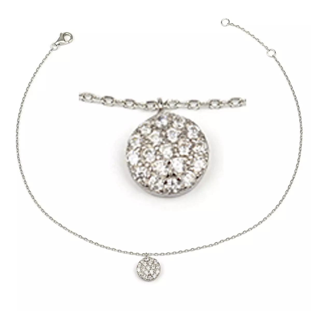 les trésors de lily Chaîne Cheville Argent 'Sissi' blanc argenté (rhodié) 8 mm [R3723]