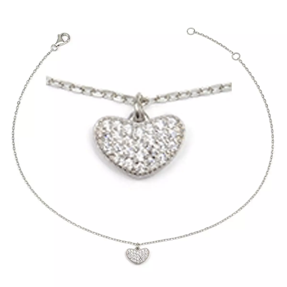 les trésors de lily Chaîne Cheville Argent 'Love' blanc argenté (rhodié) 9x6 mm [R3732]