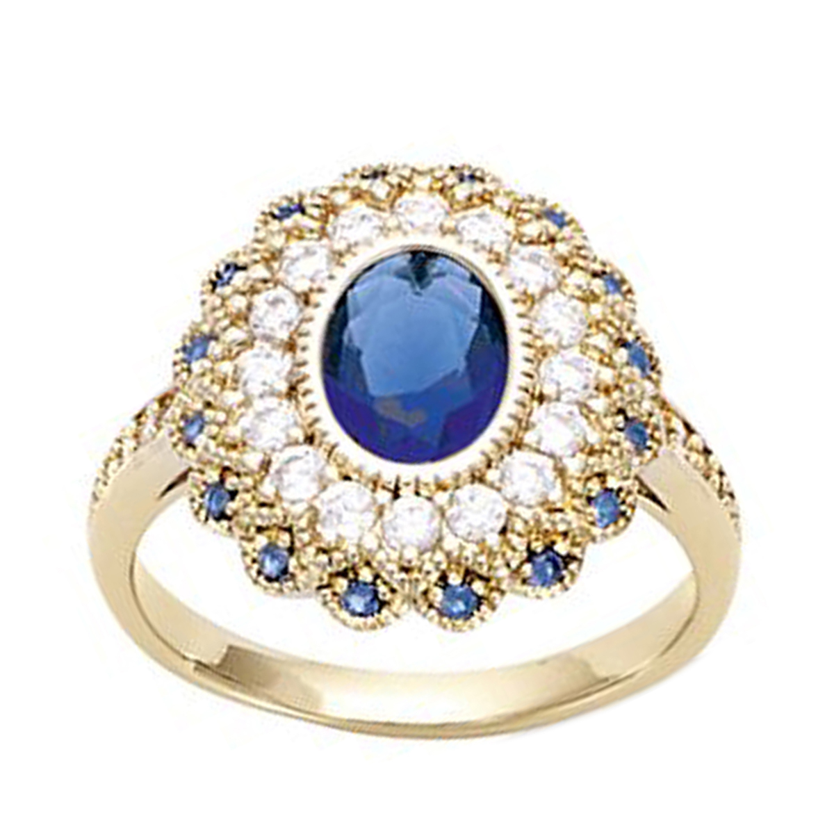 Bague Plaqué Or \'Sissi\' saphir doré - 17x15 mm - [R3776]