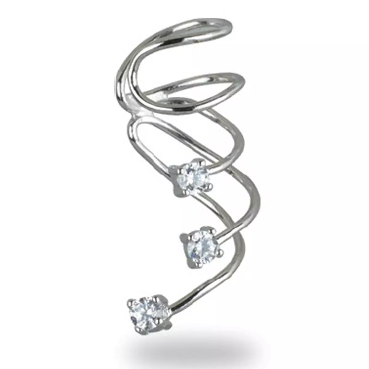 les trésors de lily Boucle Bague Oreille 'Sissi' blanc argenté (rhodié) 25x11 mm [M7142]