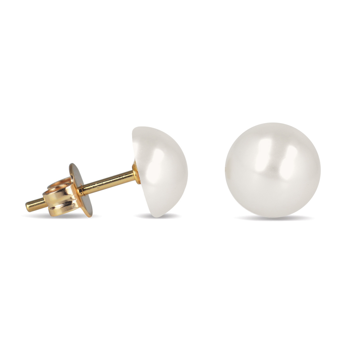 Boucles plaqué Or \'Perla\' ivoire - 6 mm - [N7244]