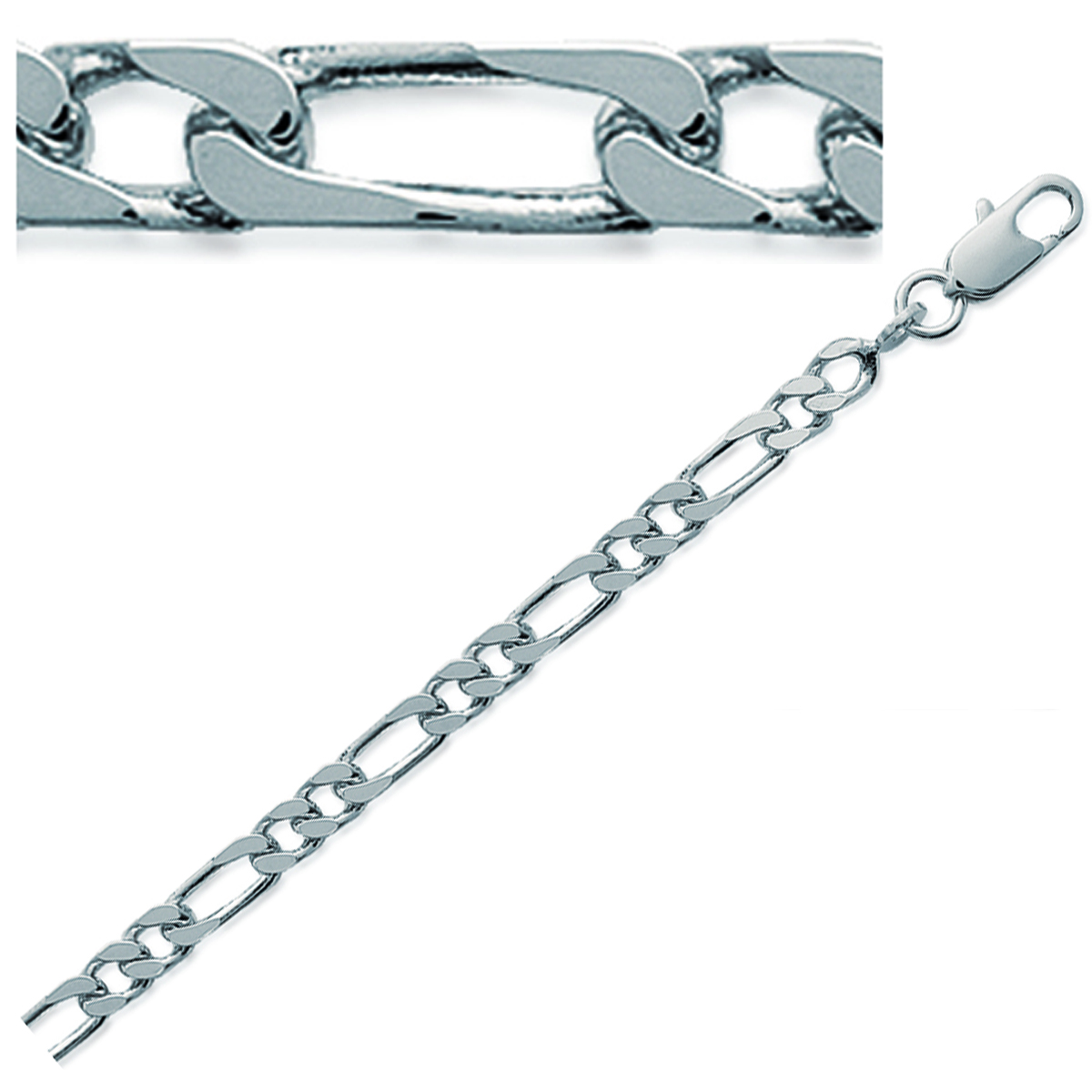 Chaine Argent \'Figaro 2\' argenté - 55 cm 37 mm - [C4457]