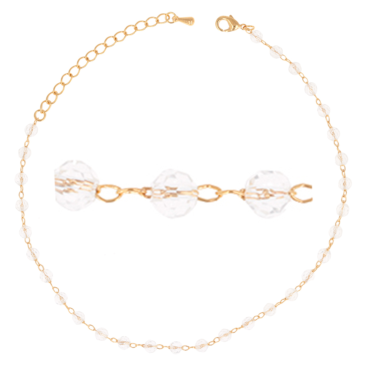Bracelet Plaqué Or \'Sissi\' blanc doré - 18 cm 4 mm - [M6927]