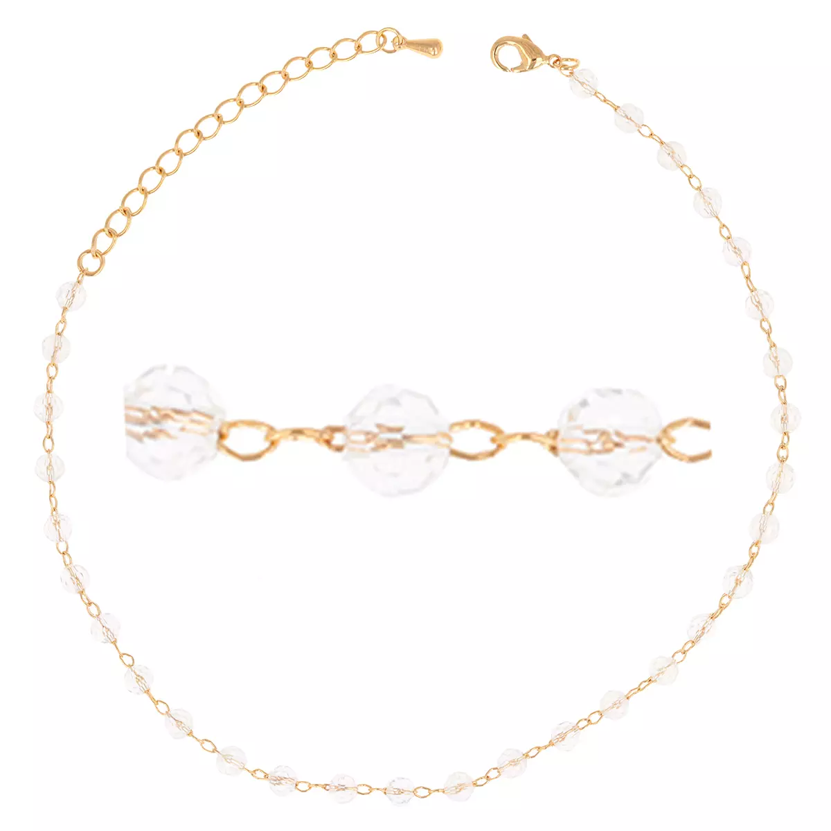 les trésors de lily Chaîne Cheville 'Sissi' blanc doré 25 cm 4 mm [R3922]
