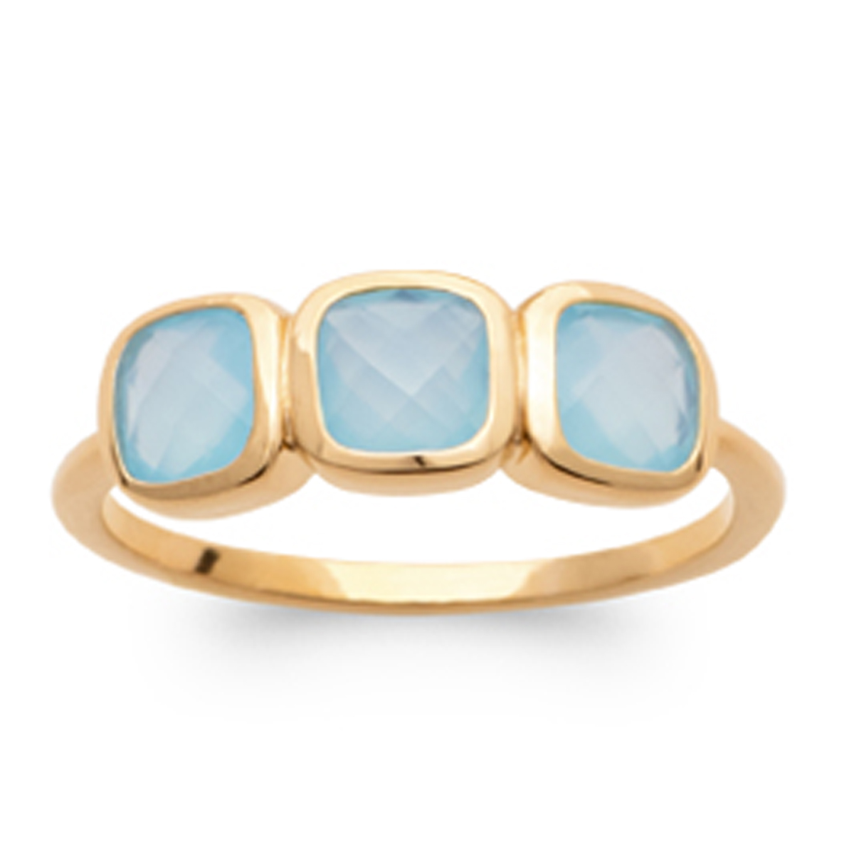 Bague Plaqué Or \'Cleopatra\' bleu doré (agate) - 17x6 mm - [R3939]