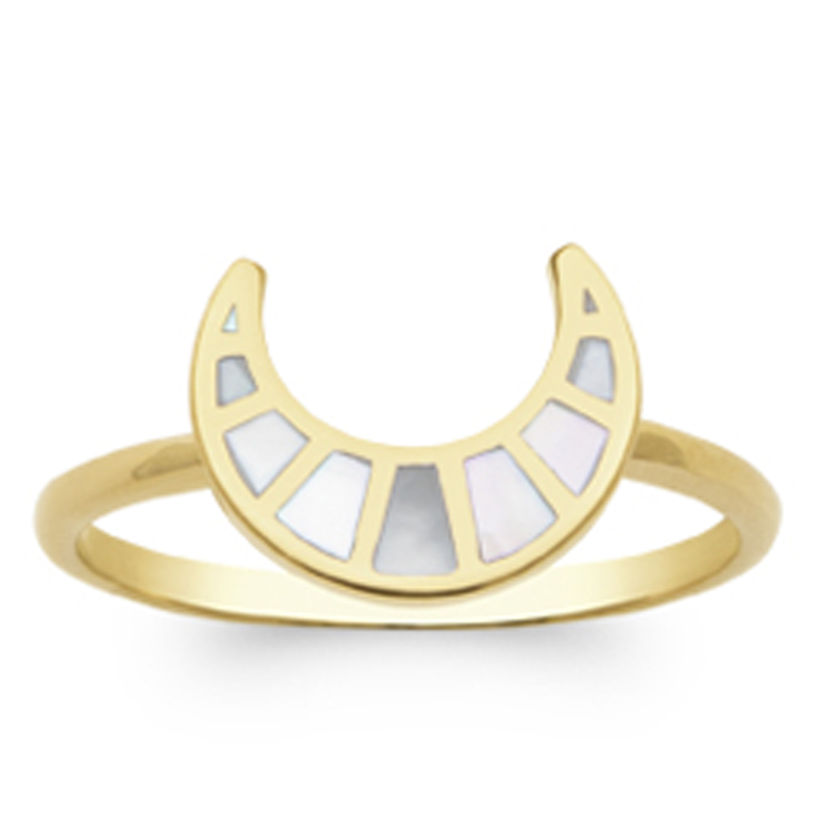 Bague Plaqué Or \'Luna\' blanc doré (nacre) - 12x10 mm - [R3940]