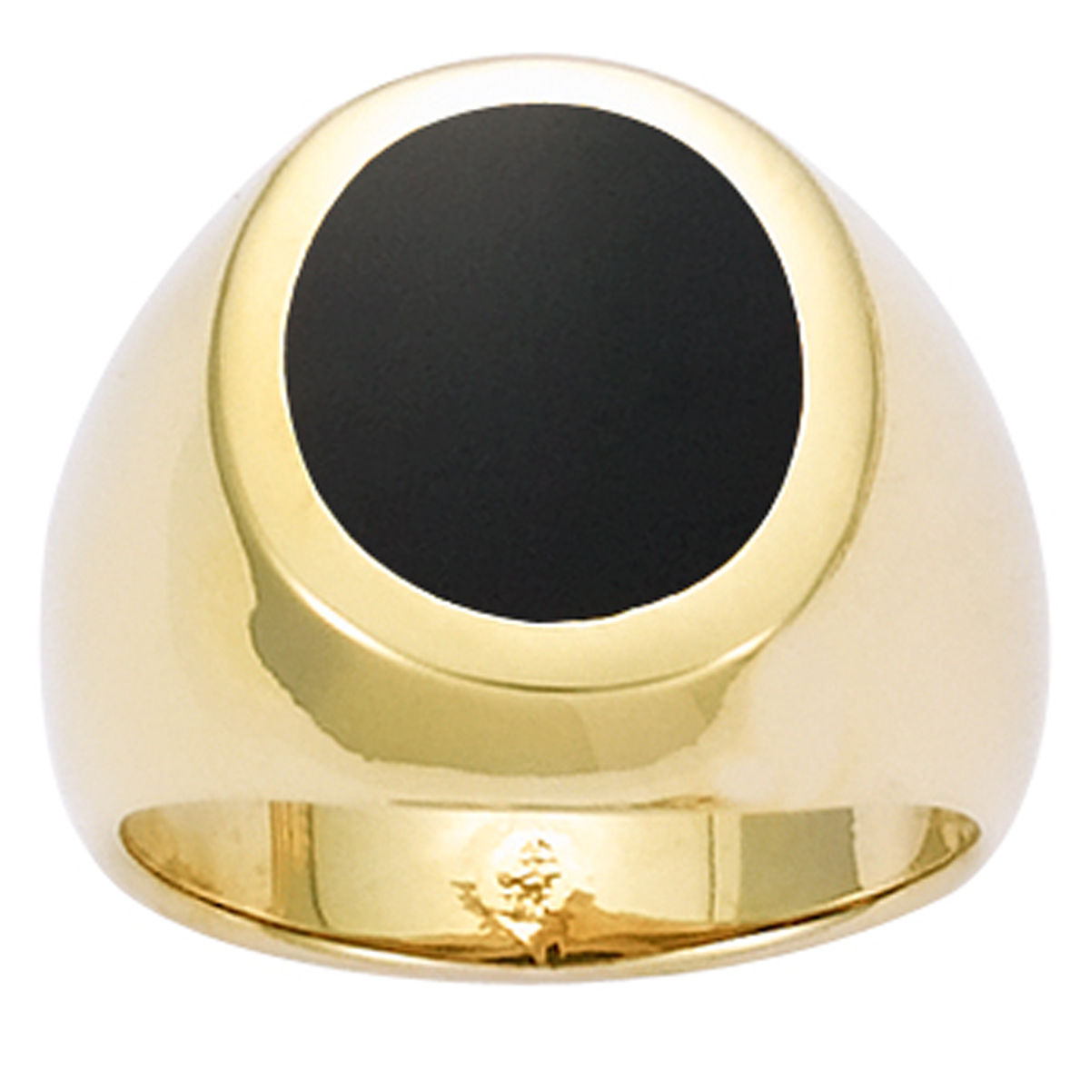 Chevalière Plaqué Or \'King\' Onyx doré - 15 mm - [G5611]