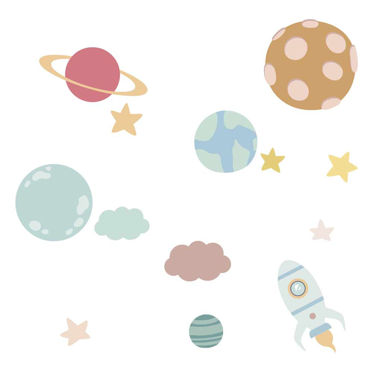 Planche de stickers \'L\'Espace\' pastel - 20x70 cm - [A1549]