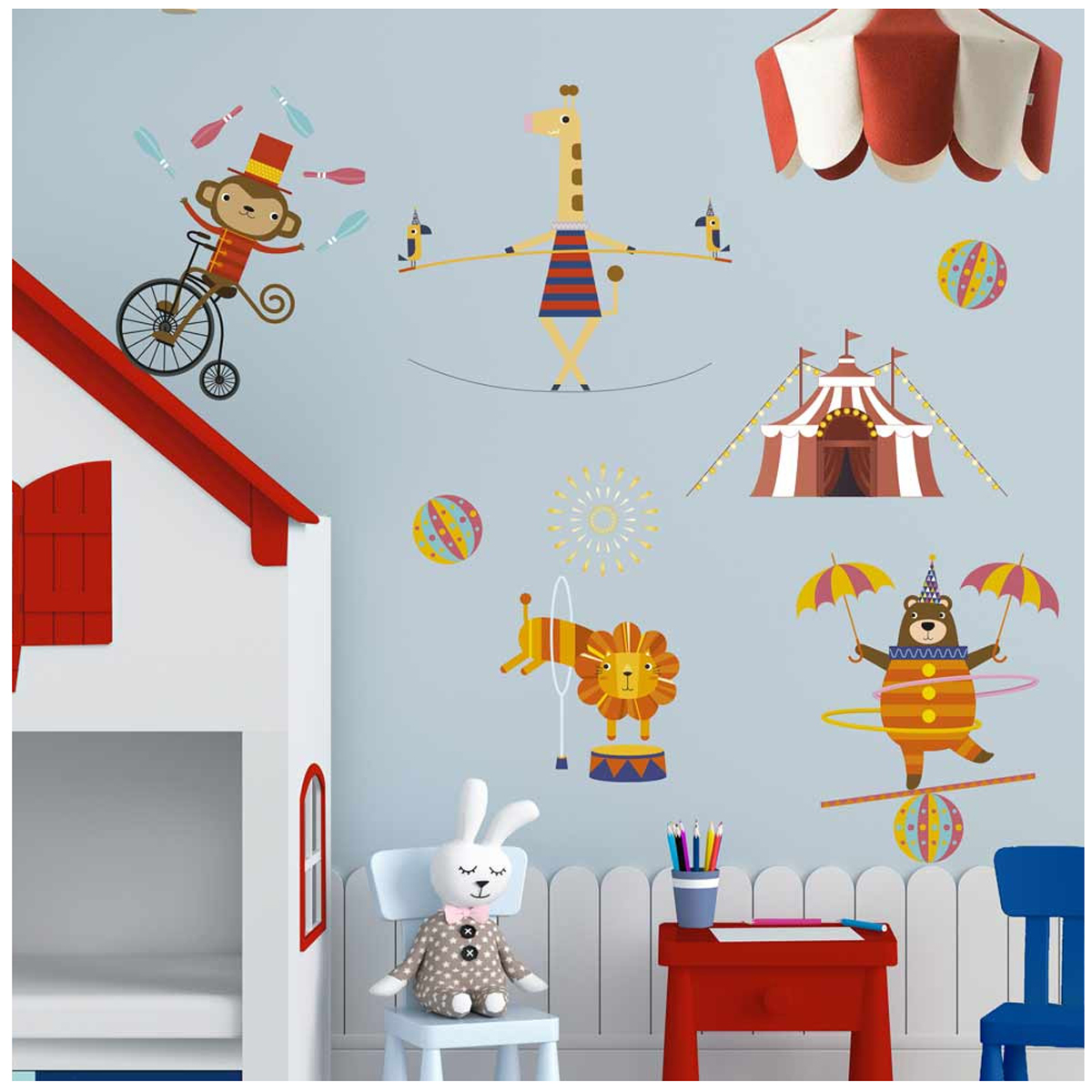 Planche de stickers \'Circus\' cirque multicolore - 50x70 cm - [A1557]
