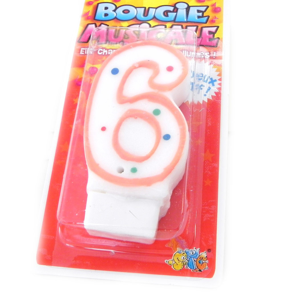 Bougie musicale \'6\' - 7 cm - [I8151]