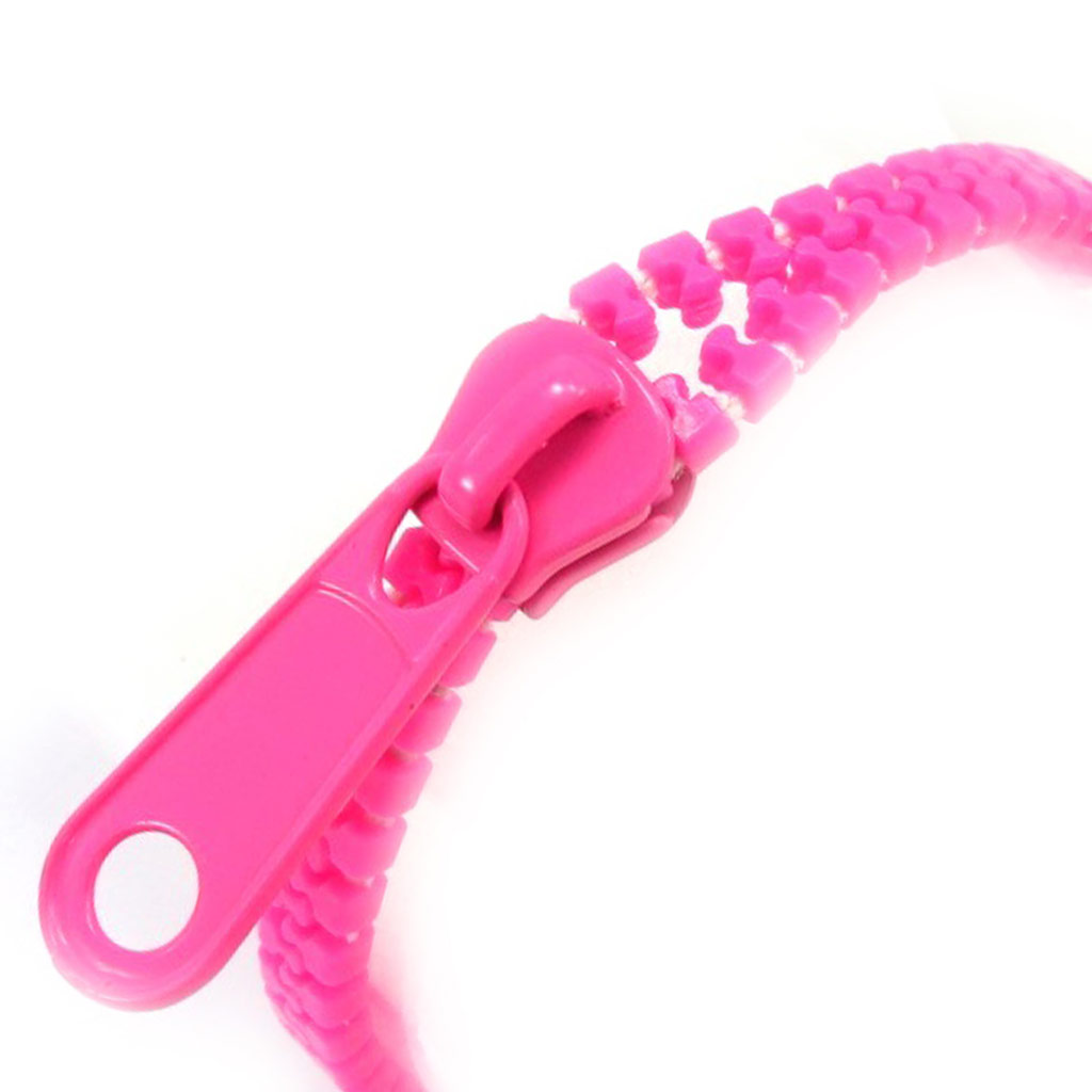 Bracelet résine \'Zip\' rose - 6 mm - [K3165]