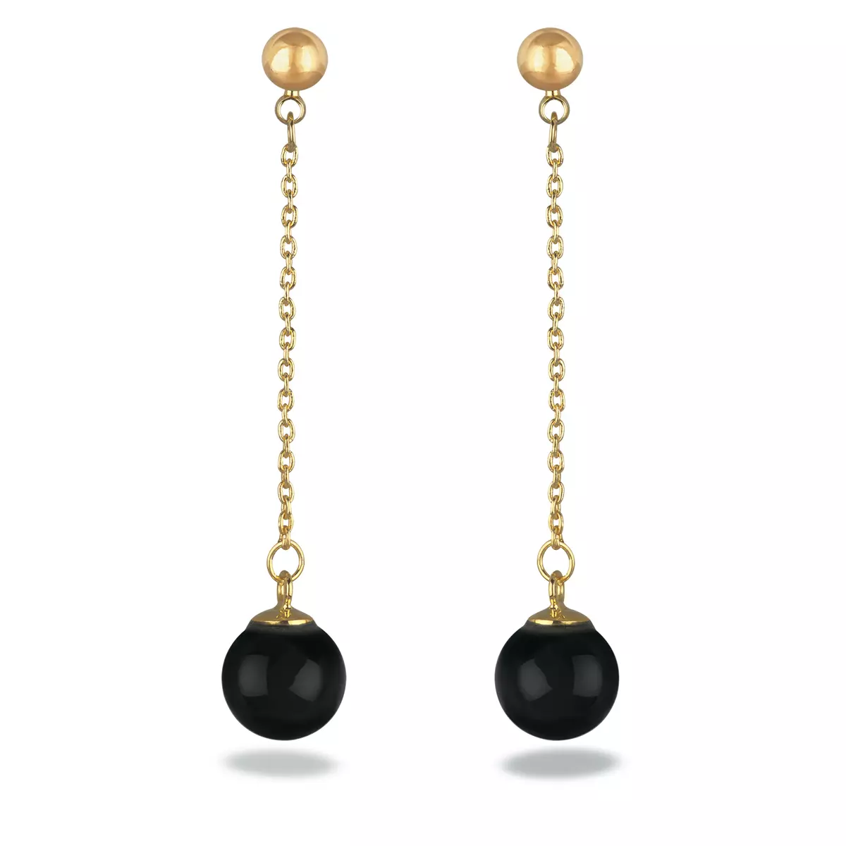 les trésors de lily Boucles plaqué or 'Perla' noir 43x8 mm [M7070]