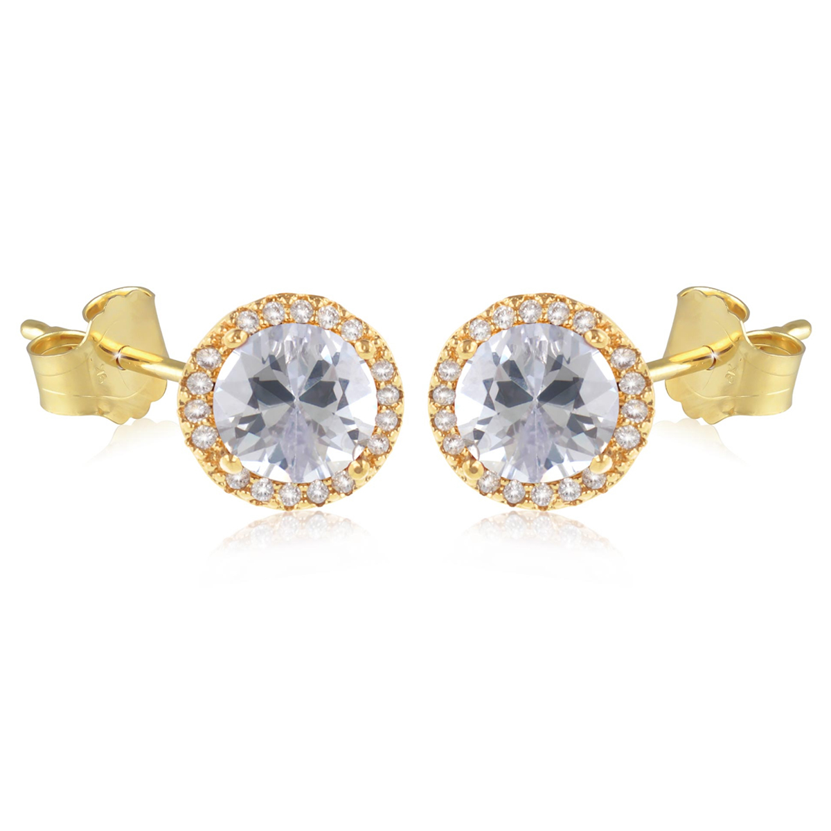 Boucles Plaqué Or \'Sissi\' blanc doré - 8 mm - [Q2653]
