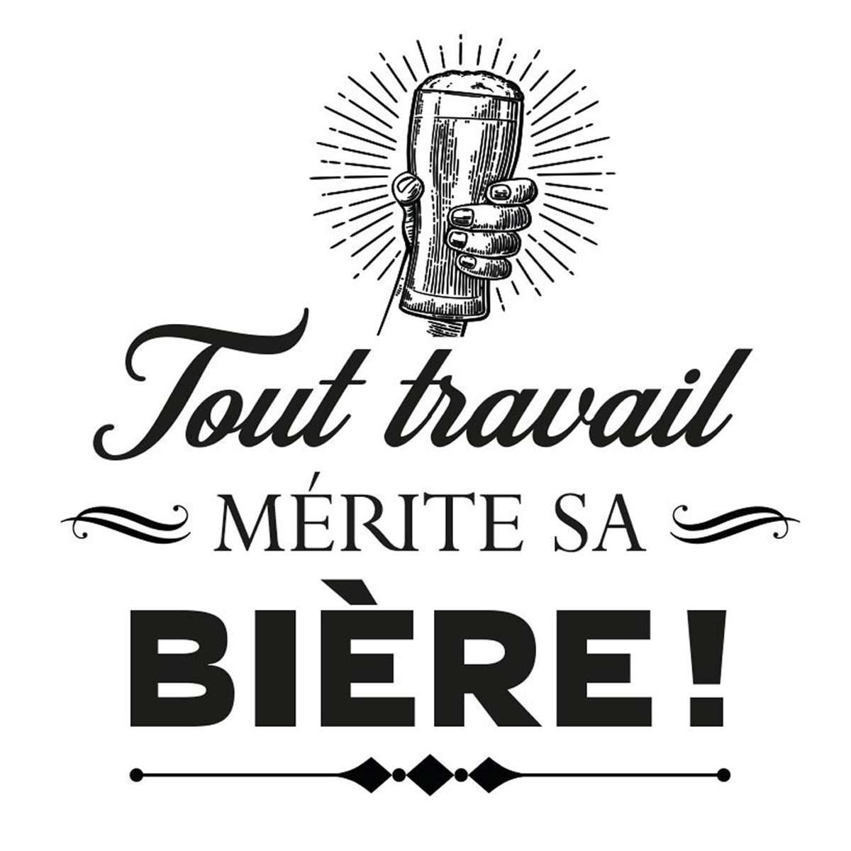 Planche de stickers \'Messages\' (Tout Travail mérite sa Bière !) - 20x70 cm - [R4005]