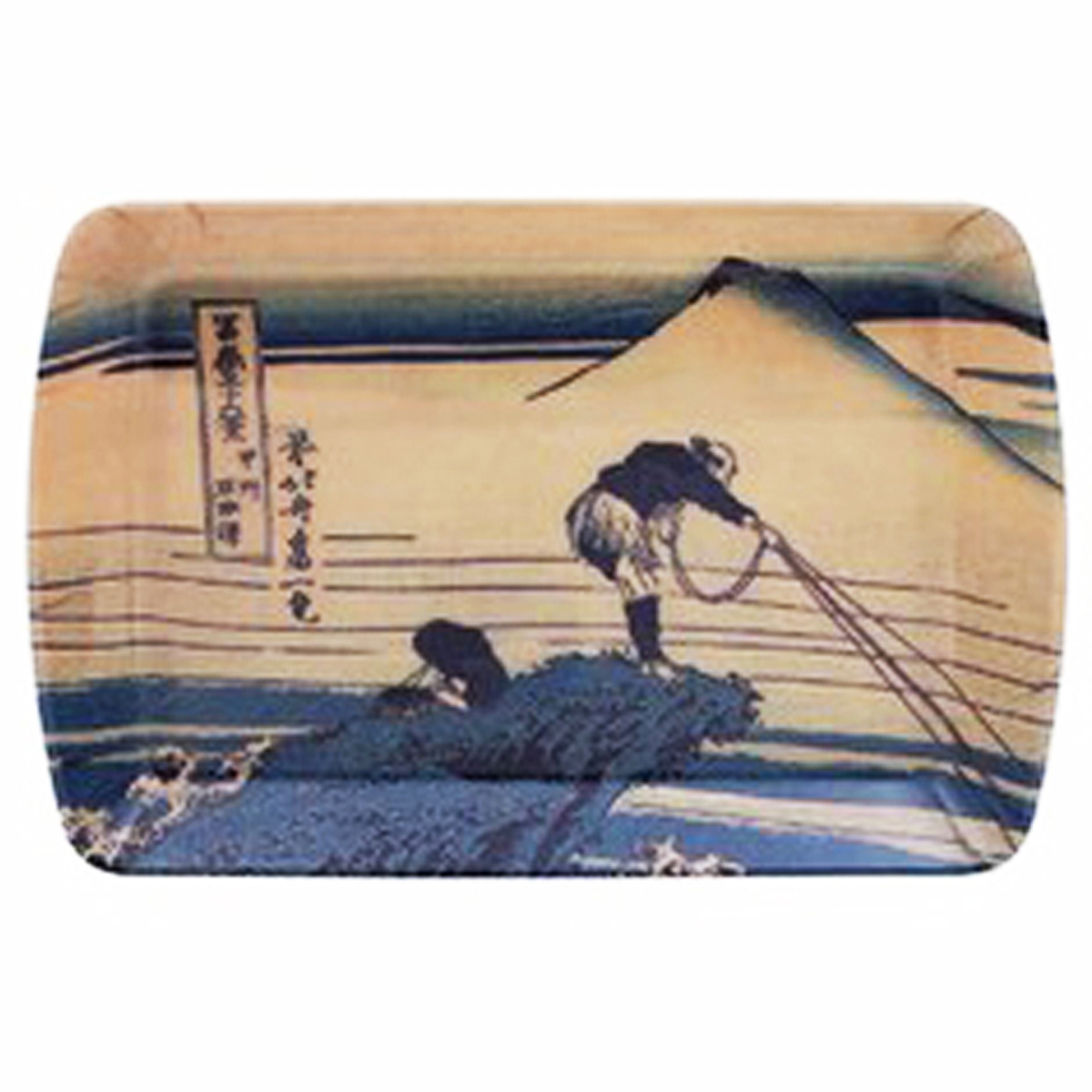 Petit plateau mélamine \'Hokusai\' bleu beige - 23x15 cm - [A1610]