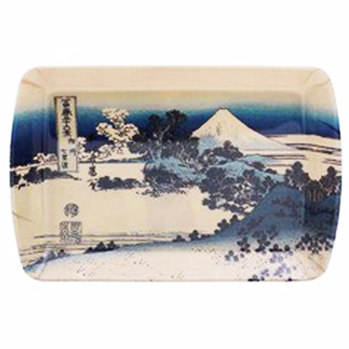 Petit plateau mélamine \'Hokusai\' bleu beige - 23x15 cm - [A1612]