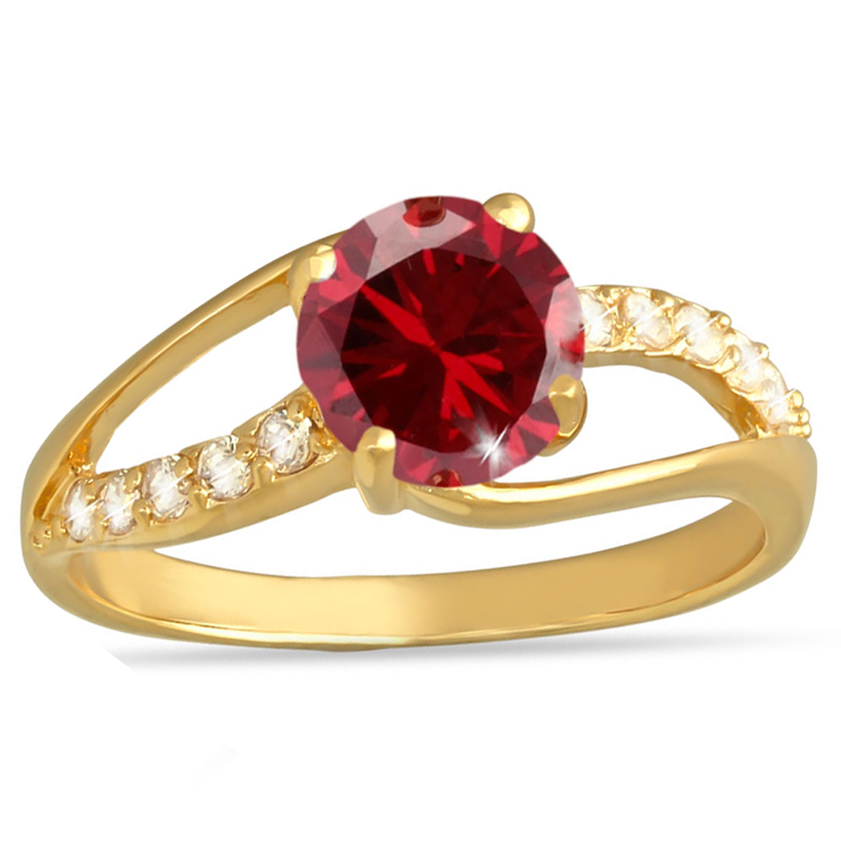 Bague Plaqué Or \'Sissi\' rouge doré - [N3408]