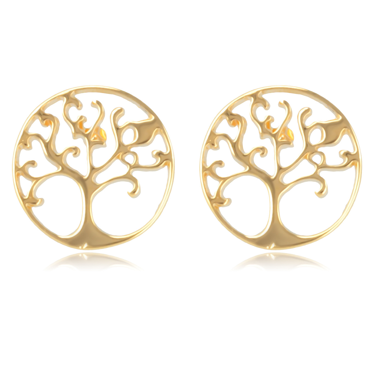 Boucles Plaqué Or \'Arbre de Vie\' doré - 10 mm - [R2061]