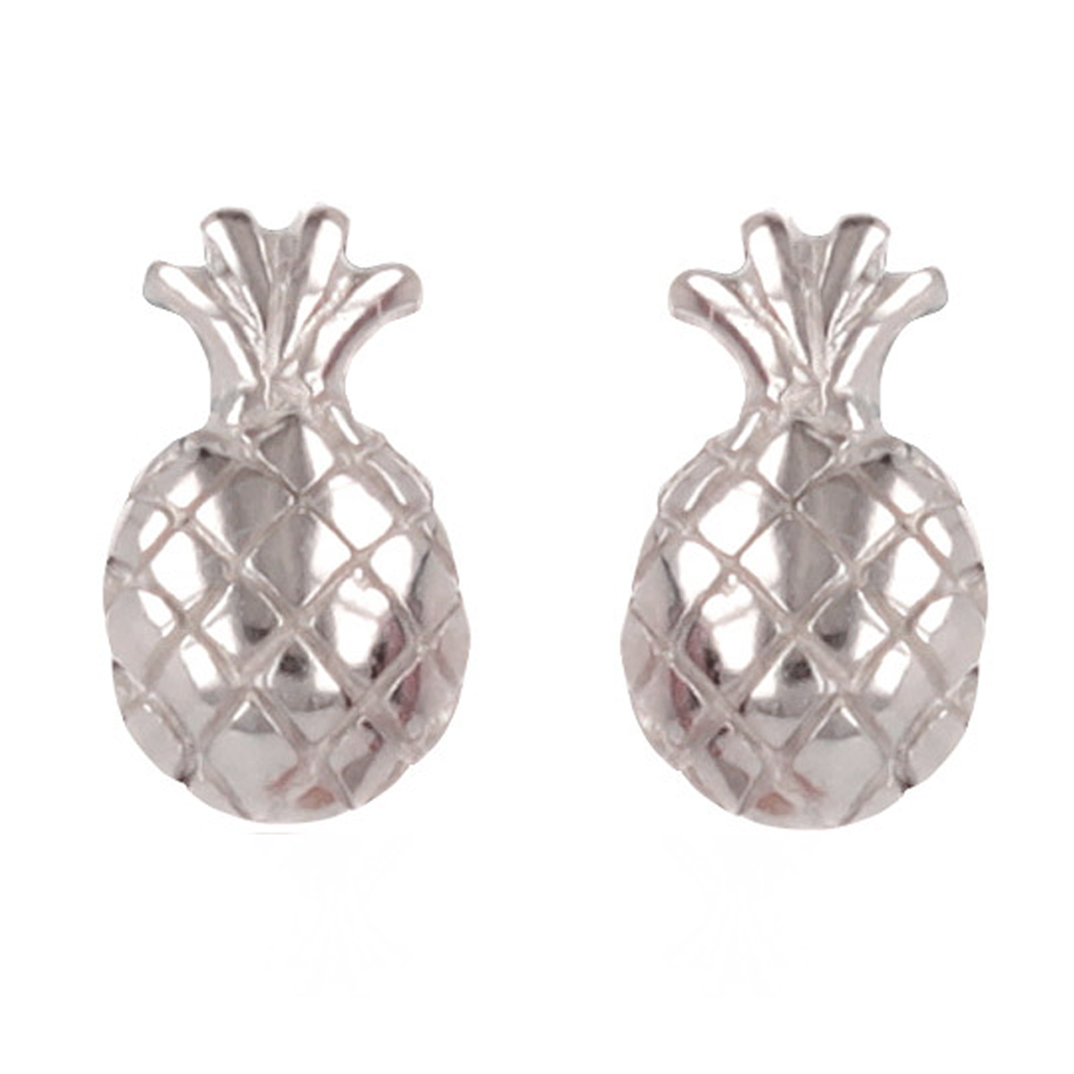 Boucles argent \'Ananas\' argenté (rhodié) - 7x4 mm - [R4016]