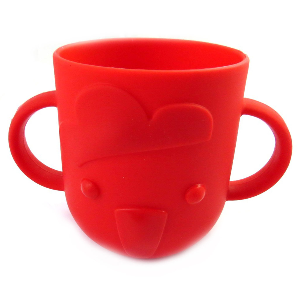 Gobelet bébé silicone \'Animaux\' rouge - 8x7 cùm - [M6342]