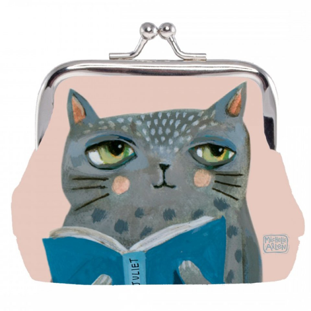 Porte-monnaie \'Allen Designs\' rose gris (chat) - 10x8x2 cm - [A1983]