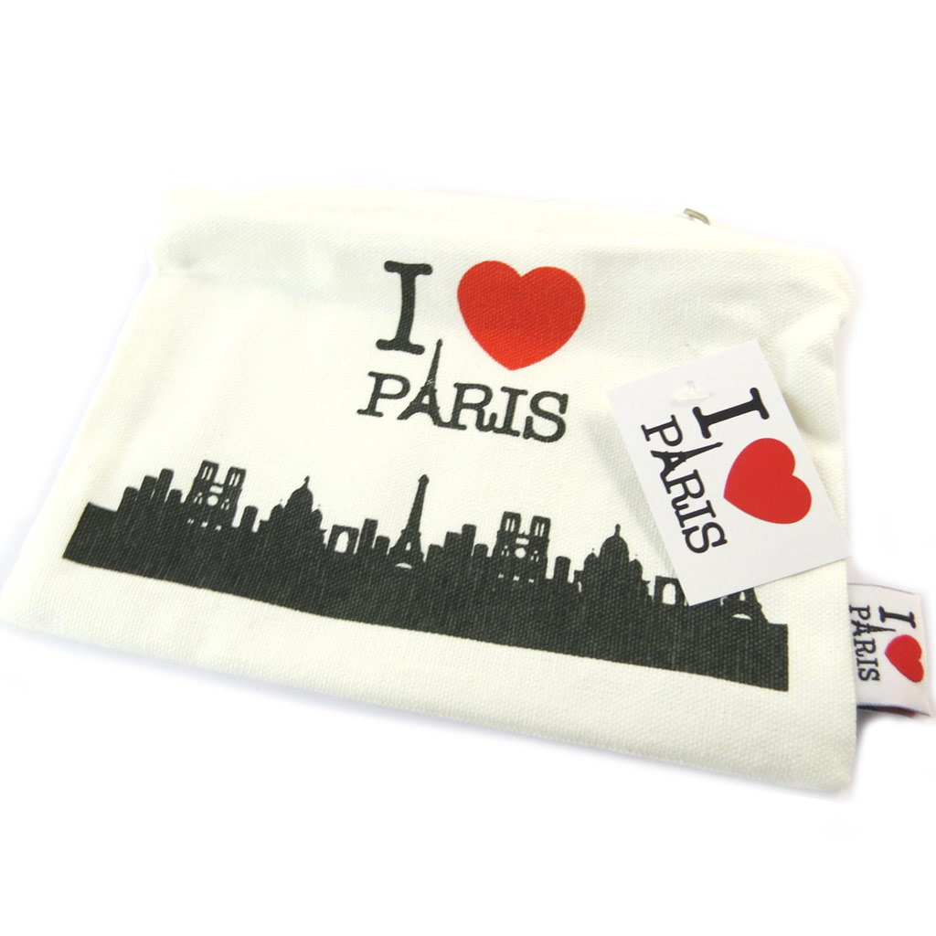 Trousse plate \'I Love Paris\' blanc rouge - 205x14x05 cm - [P1136]
