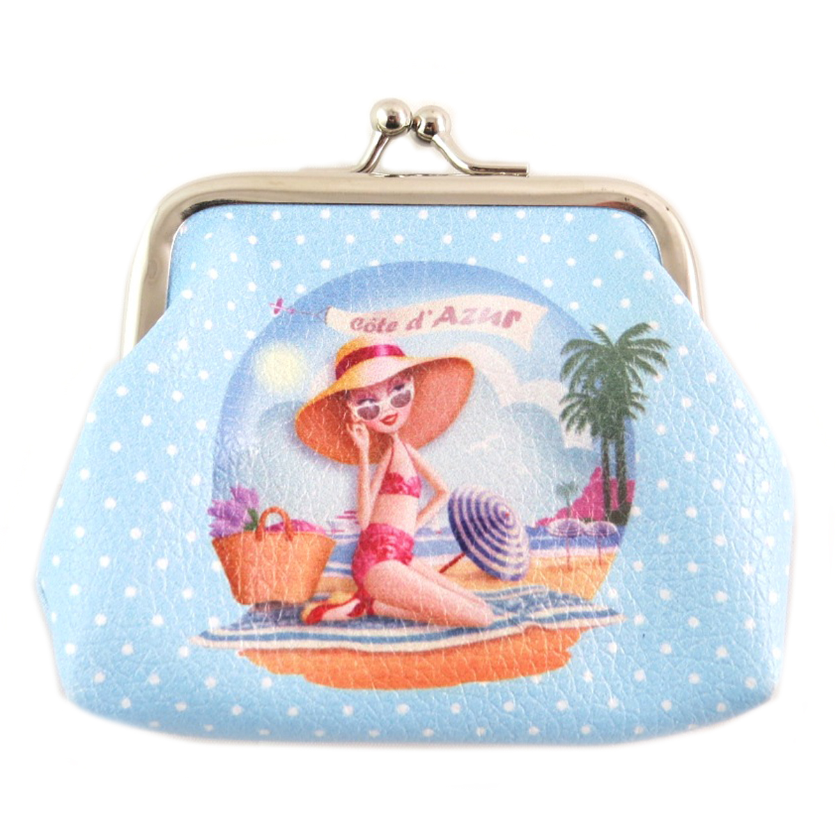Porte-monnaie \'Côte d\'Azur\' bleu multicolore - [P9903]