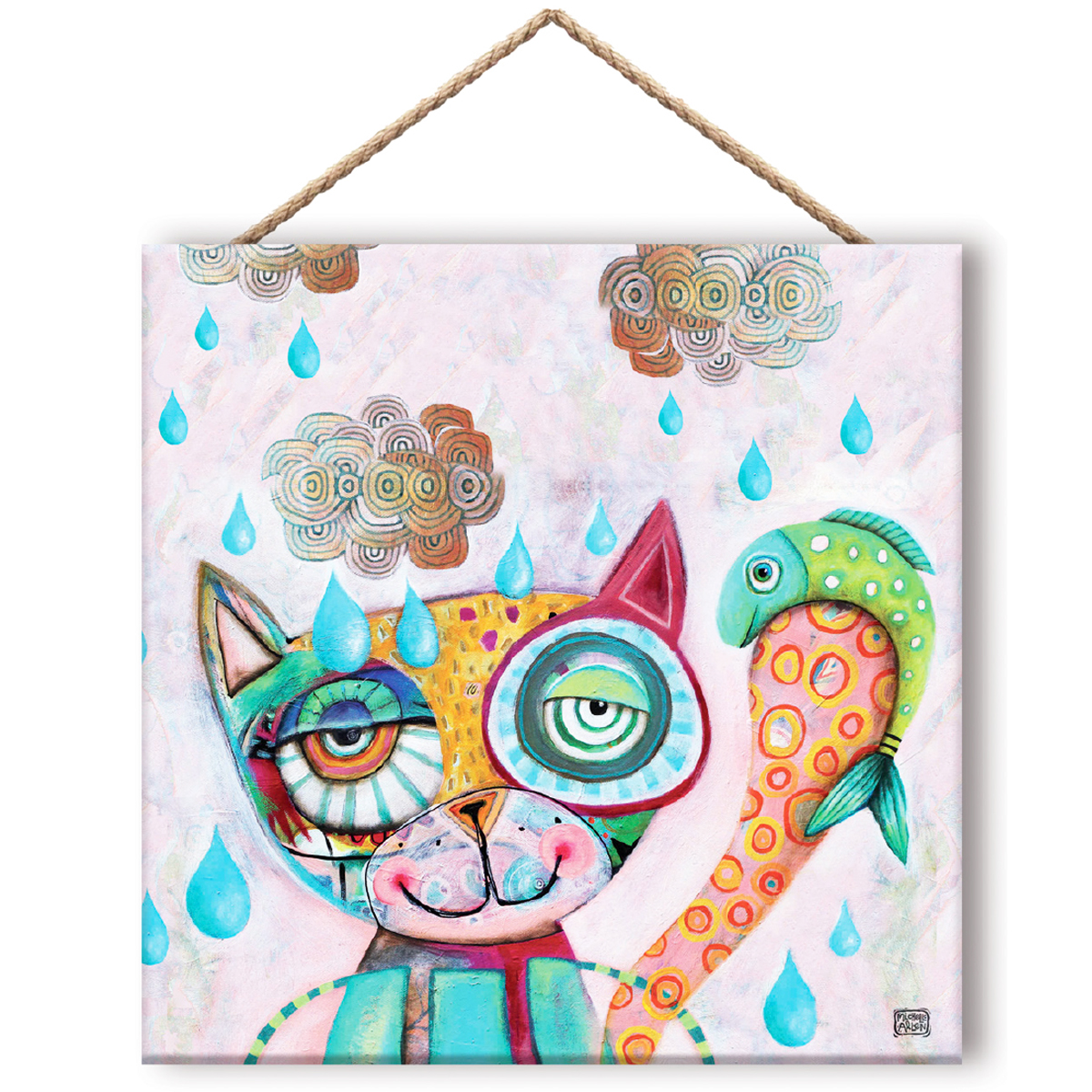 Cadre panneau bois \'Allen Designs\' multicolore (Chat) - 195x195 cm - [Q8308]