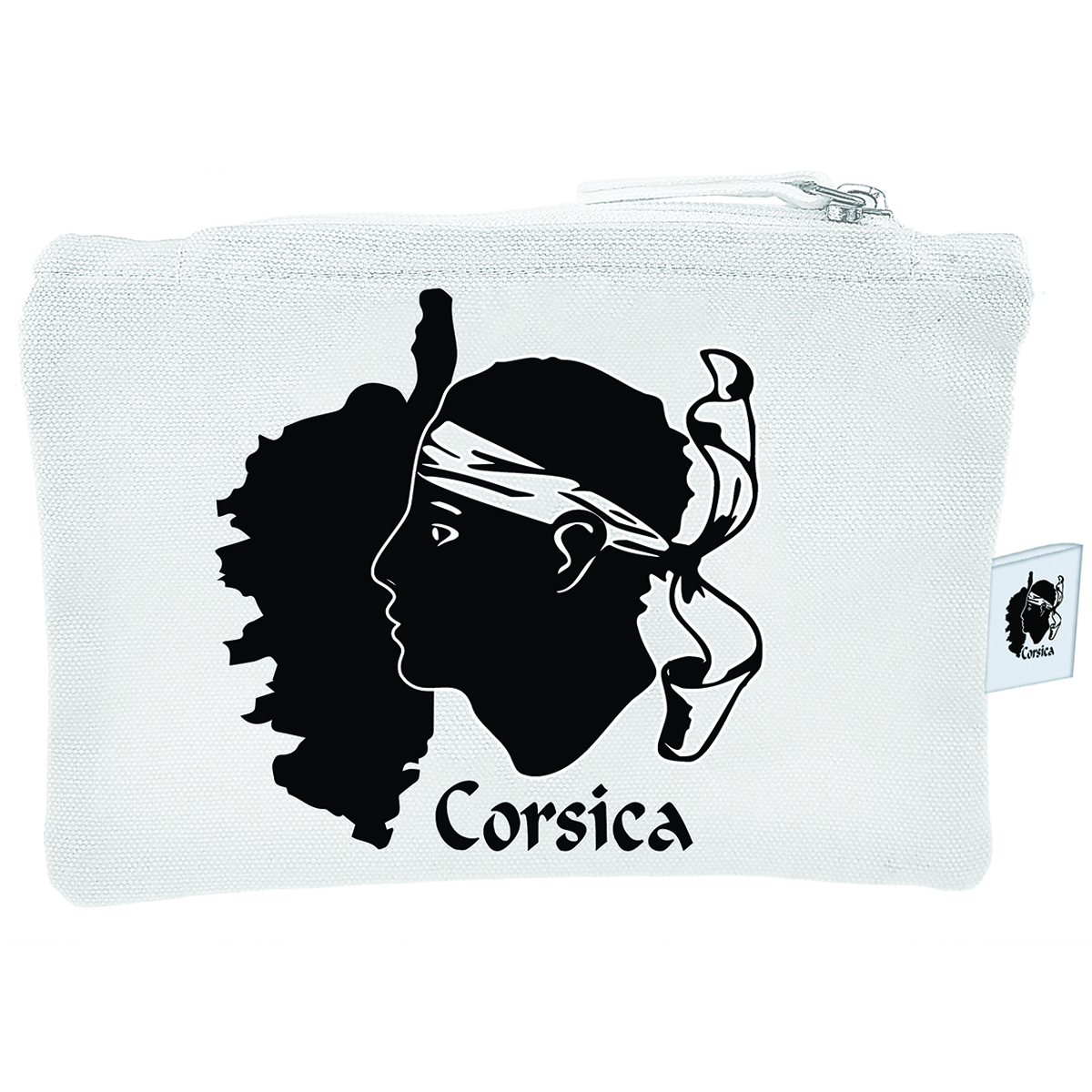 Trousse plate coton \'Corsica\' blanc (tête de Maure) - 22x14 cm - [Q8506]