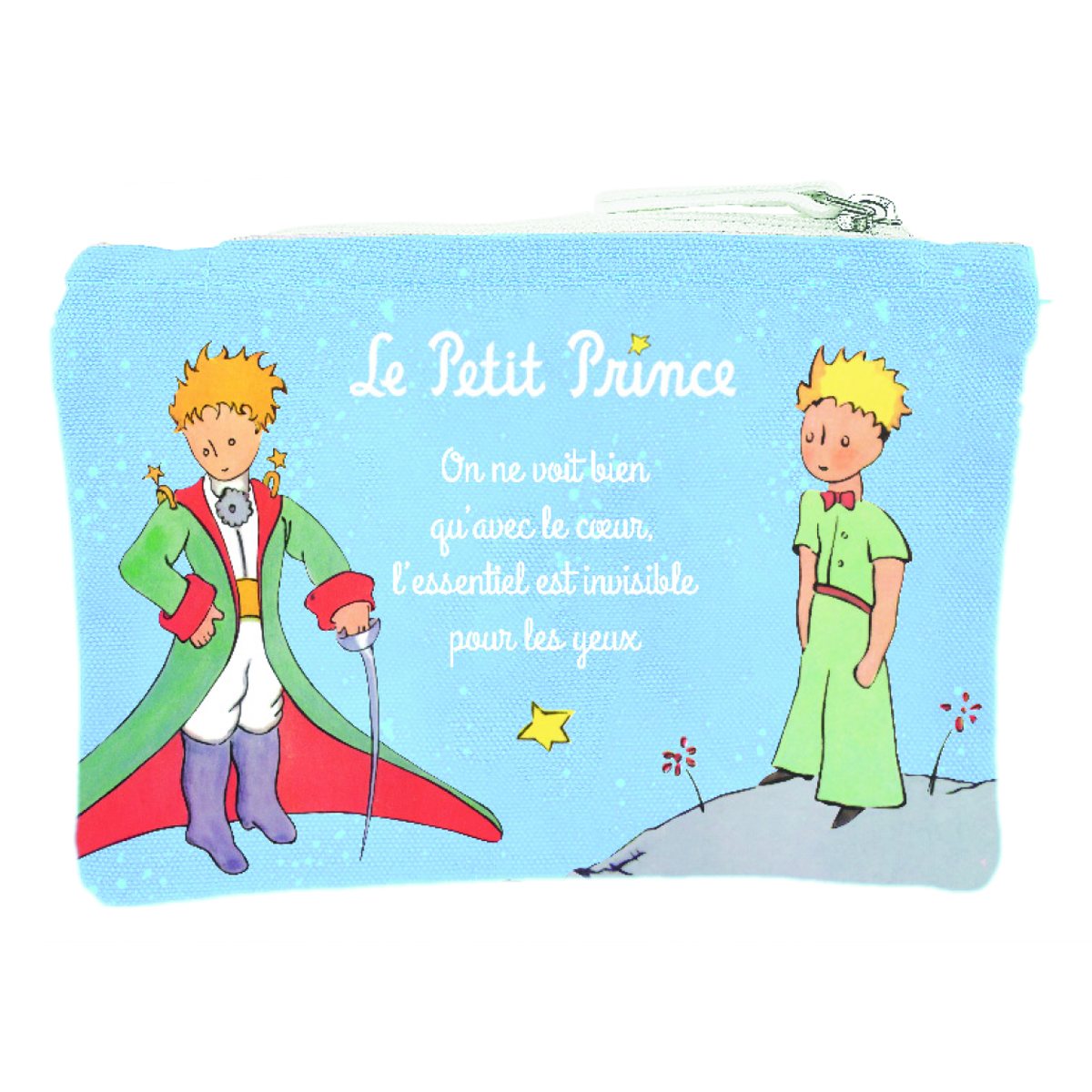 Trousse plate coton \'Le Petit Prince\' bleu ciel (cape, épée) - 22x14 cm - [Q8713]
