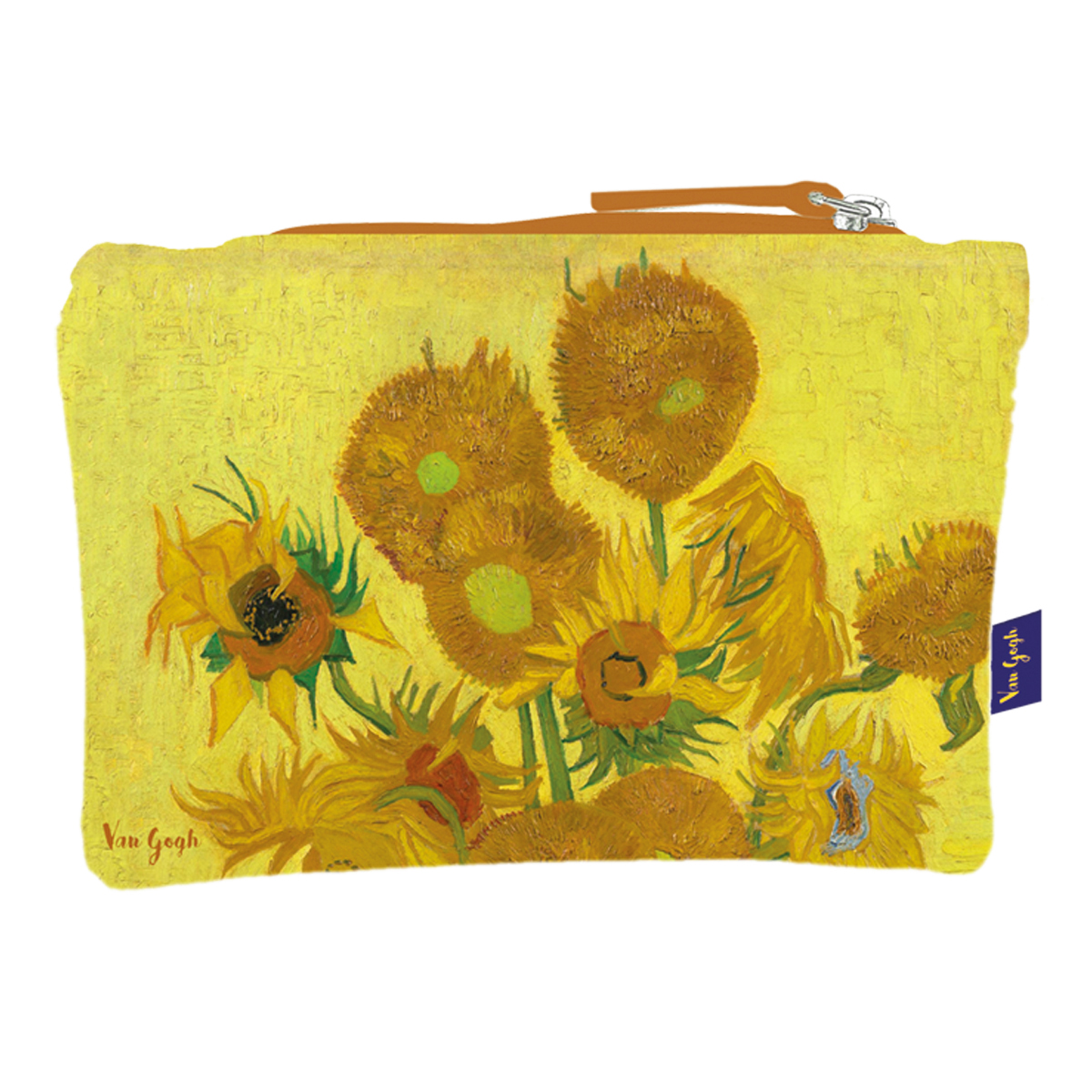 Trousse plate coton \'Vincent Van Gogh\' (Les Tournesols) - 20x15 cm - [Q9259]