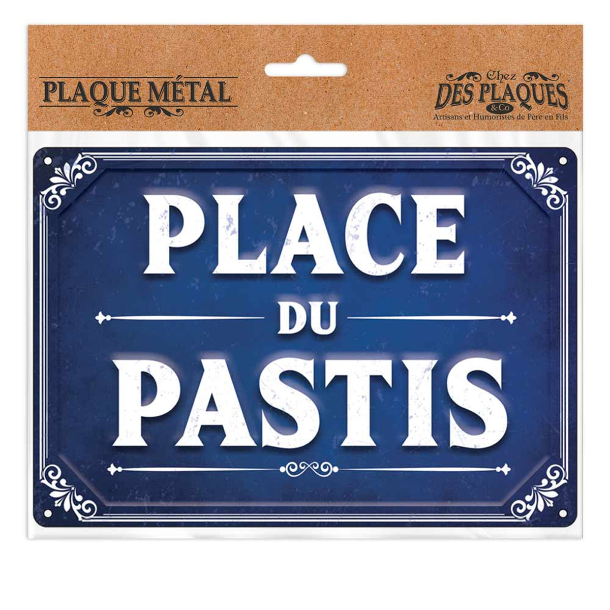 Plaque métal \'Place du Pastis\' marine - 20x14 cm - [R1102]
