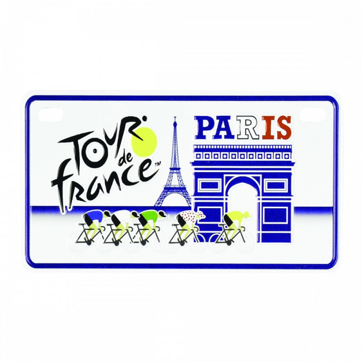 Magnet métal \'Tour de France\' bleu blanc rouge - 10x6 cm - [A1953]