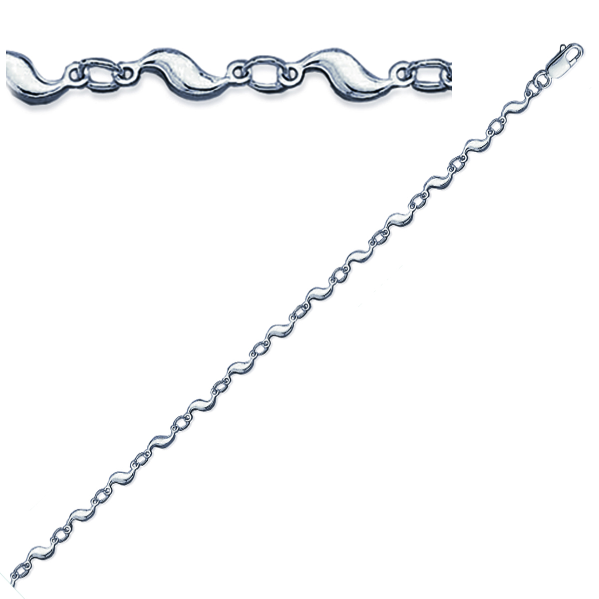 Bracelet Argent \'Chorégraphie\' argenté (rhodié) - 3 mm - [K3387]