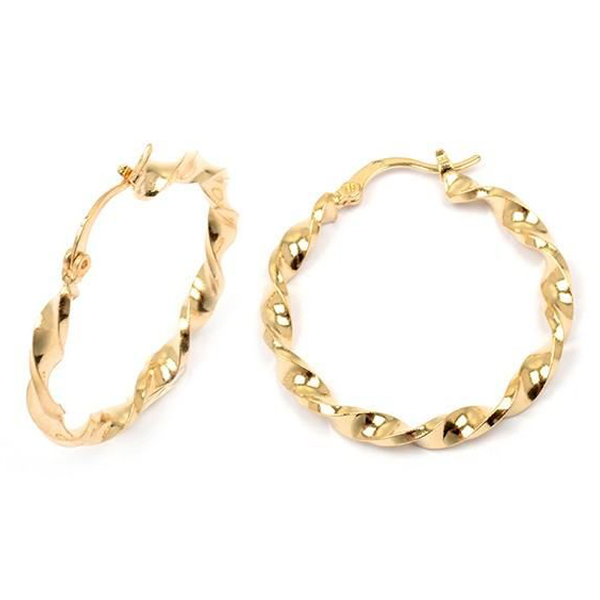 Créoles Plaqué Or \'Torsades\' - 40x3 mm - [L4311]