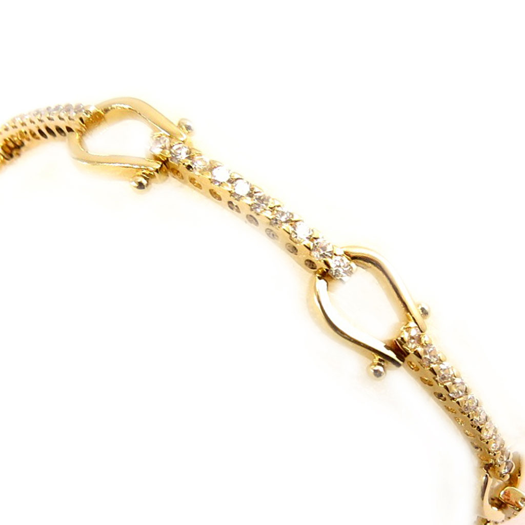Bracelet Plaqué or \'Equitation\' blanc doré - 19 cm 7 mm - [L4326]