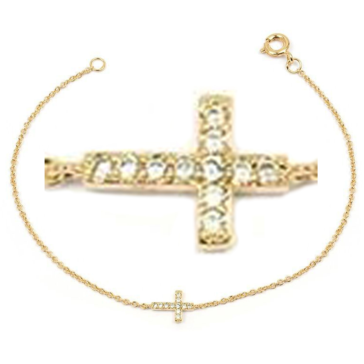 Bracelet Plaqué Or \'Croix\' blanc doré - 10x7 mm - [L4333]