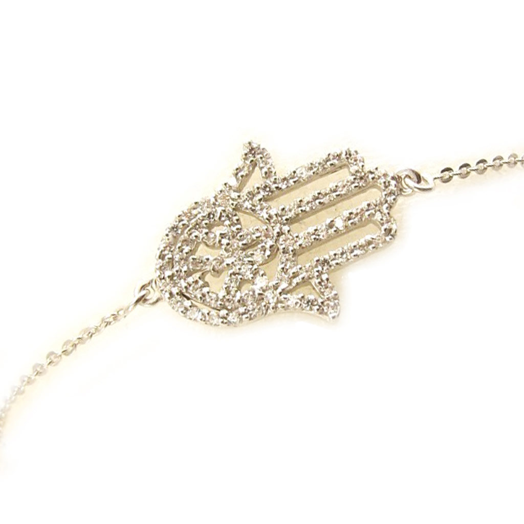 Bracelet argent \'Divine Fatma\' blanc argenté (rhodié) - 20x15 mm - [L4340]