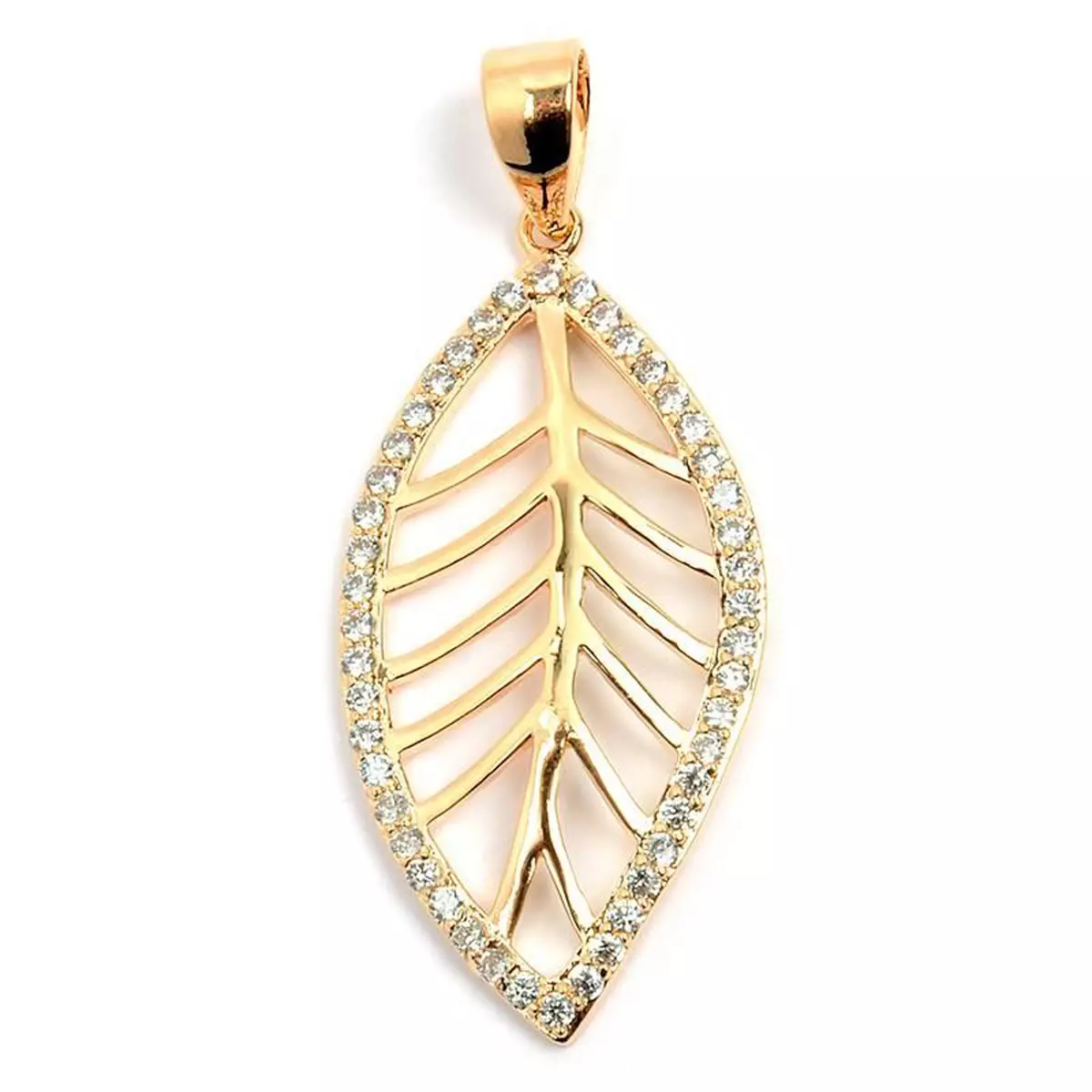les trésors de lily Pendentif Plaqué Or 'Feuille d'Or' blanc doré 30x15 mm [L5305]